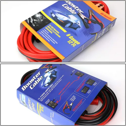 Vista 5 de Auto Dynasty Cable de arranque resistente de 12 pies 8 calibre Power Jumper 250 AMP Inicio de batería de emergencia para coche/motocicleta