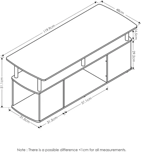 Vista 3 de Furinno Juego de mesa auxiliar y mesa auxiliar (2 piezas) Jaya Utility Design Mesa auxiliar + juego simplista de 2 mesas auxiliares