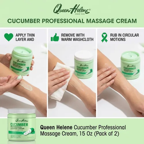 Vista 3 de Queen Helene Crema de masaje profesional, pepino, 15 onzas (el embalaje puede variar)