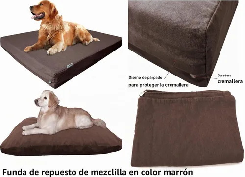 Vista 5 de Dogbed4less Funda externa para cama de perro de mezclilla marrón chocolate resistente, solo funda de repuesto, 6 tamaños: pequeño, mediano, grande