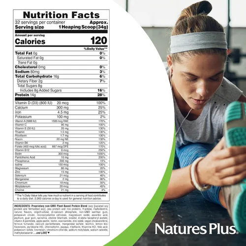 Vista 4 de NaturesPlus SPIRU-TEIN, Banana - Batido de proteínas a base de plantas - Sin OMG, vegetariano, sin gluten, 32 porciones