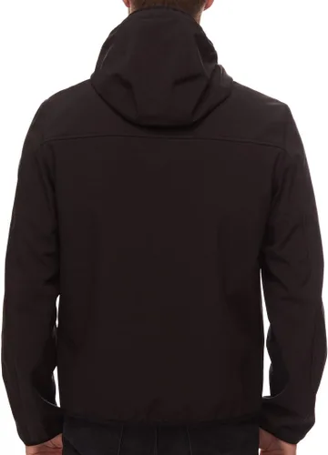 Vista 4 de Tommy Hilfiger Chaqueta Softshell ligera resistente al agua transpirable con capucha para hombre, Negro