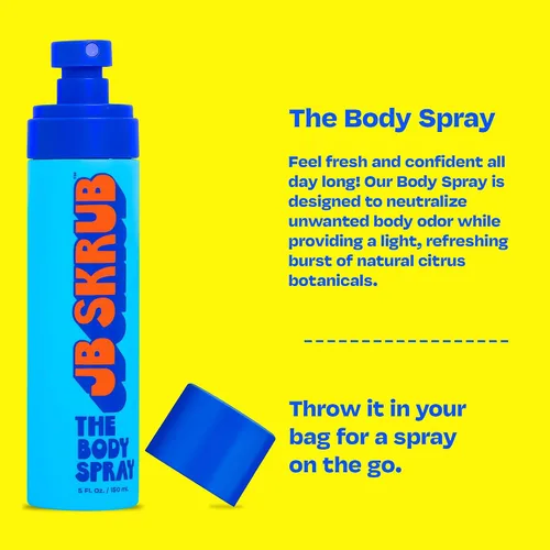Vista 4 de JB SKRUB The Body Spray para niños, preadolescentes y adolescentes con aroma cítrico - Eliminador de olores corporales - Eleva la confianza con una