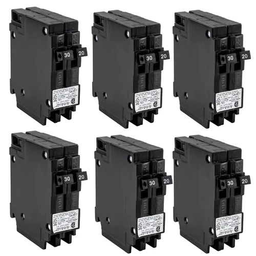 Vista 5 de RecPro Interruptor de circuito para RV Q3020 30/20 amperios doble unipolar 120V termo-magnético Desencadenamiento estándar Tipo de enchufe
