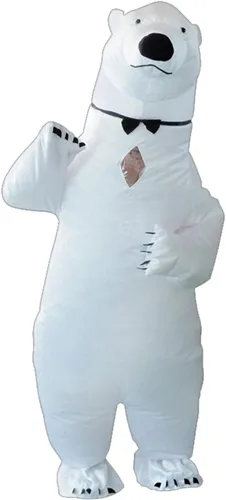 Vista 3 de IRETG Disfraz de oso polar para adultos disfraz inflable de oso blanco inflado vestido de lujo divertido oso de mar traje de fiesta Navidad