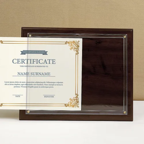 Vista 4 de Fine Stationery Placa de premio con certificado de nogal – Certificado o diploma deslizable de 8.5 x 11 pulgadas, marco de pared