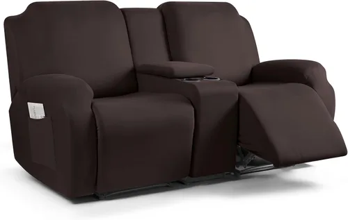 Vista 21 de TAOCOCO Sofá reclinable con funda de consola central, 4 piezas de tela de poliéster elástica, protector de muebles suave y lavable