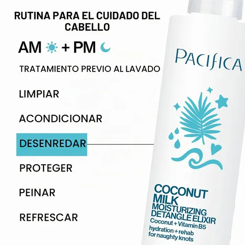 Vista 15 de Pacifica Beauty, elixir desenredante de leche de coco, aerosol desenredante, acondicionador sin dejar en acondicionador, coco, vitamina B