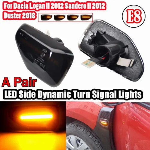 Vista 3 de Marcador lateral LED ámbar secuencial de señal de giro transparente de repuesto para Logan MCV II Sandero Stepway II 2012-2020 para Duster II Negro
