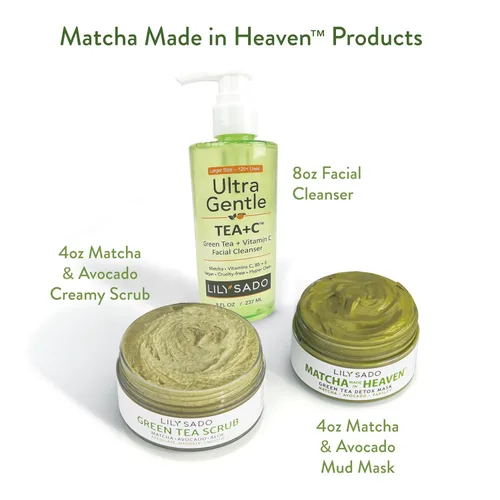 Vista 5 de LILY SADO MATCHA MADE IN HEAVEN™ Máscara facial de té verde matcha y aguacate - Mascarilla facial vegana orgánica natural - Defensa antioxidante