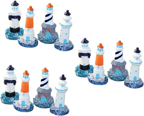 Vista 3 de ibasenice Adorno de estilo mediterráneo, 12 piezas de decoración de paisajismo en miniatura, decoración del océano, figura de playa tropical