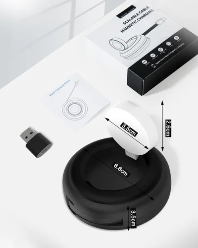 Vista 6 de Jasput Cargador de Apple Watch, cable USB C retráctil, cargador magnético inteligente de carga rápida, para iWatch Ultra Series