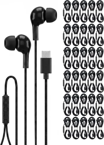 Vista 10 de Onyx - Paquete de 50 auriculares USB C a granel con micrófono, Onyx tipo C, auriculares con cancelación de ruido para iPhone 17/16/15 Pro Max Plus