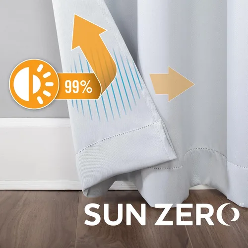 Vista 4 de Sun Zero Soho - Juego de 2 paneles de cortinas opacas de eficiencia energética con ojales, 54 x 63 pulgadas, color blanco paloma Oyster White