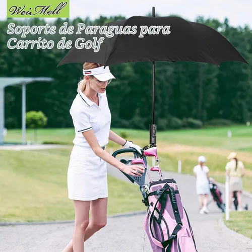 Vista 7 de Soporte de paraguas de carrito de golf resistente ajustable en 180° para cochecito, bicicleta, silla de ruedas, silla de ruedas, silla de playa