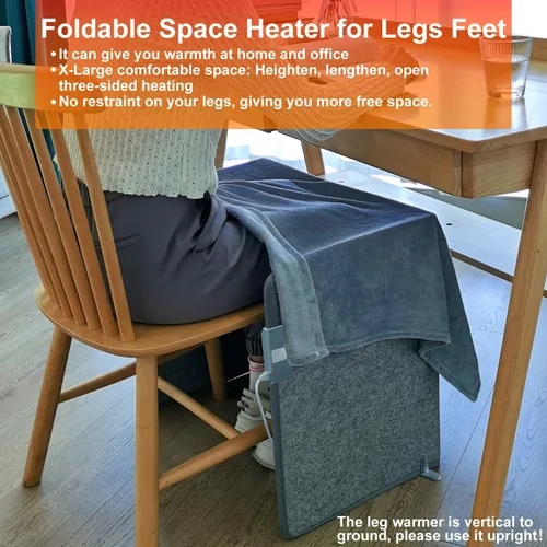 Vista 2 de Calentador de piernas plegable con manta suave, calentador de rodilla para patas debajo del escritorio, 235 W, calentador de espacio personal