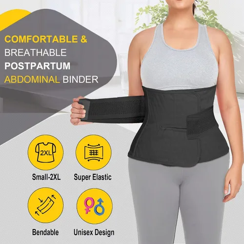 Vista 3 de Banda Abdominal Posparto Faja Abdominal Post Cirugía Cesárea Faja Envolvente Cinturón de Recuperación Soporte para la Espalda