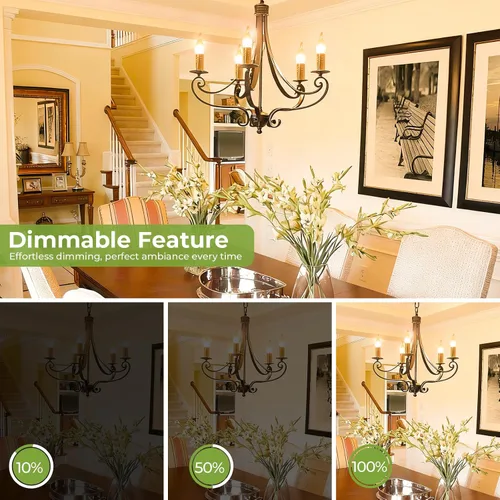 Vista 4 de Bombilla de candelabro E12 Sigalux equivalente a 40 W, bombillas LED para lámpara de araña regulables 2700 K blanco suave, bombilla LED CA10