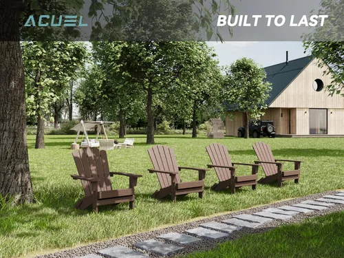 Vista 4 de Silla Adirondack plegable HDPE 1 paquete, marrón Marrón oscuro