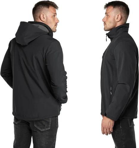 Vista 2 de Outdoor Ventures - Chaqueta ligera de Softshell para hombre con forro polar, con capucha, resistente al agua, para senderismo, rompevientos