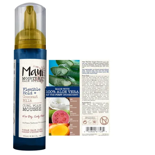 Vista 9 de Maui Moisture Mousse de espuma flexible para rizos de leche de coco, para peinado de cabello rizado, sin alcohol de secado, parabenos o silicona