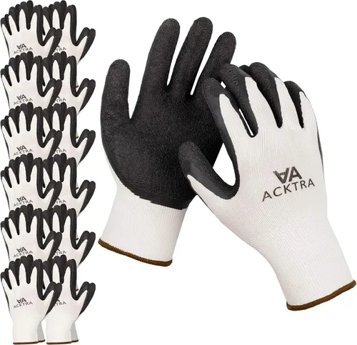 Vista 12 de ACKTRA - Guantes de trabajo de nailon recubiertos de poliuretano premium, 12 pares, puño tejido, para jardinería y uso general, para hombres