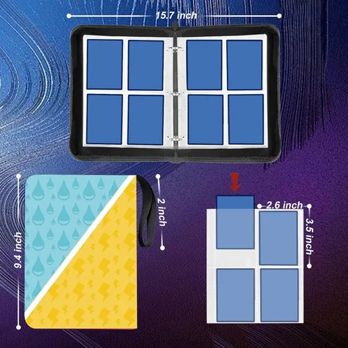 Vista 3 de Carpeta de tarjetas de 4 bolsillos compatible con tarjetas PTCG, soporte para tarjetas TCG, colección de juegos de cartas intercambiables, se adapta