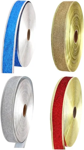 Vista 3 de TEHAUX 12pcs Chic Christmas Ribbons Each Silver Glitter for Crafts Wrapping and Holiday Decorations