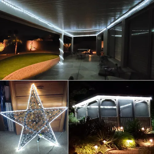 Vista 4 de Cuerda de luces LED para exteriores, luz diurna blanca de 6500 K, impermeable, 432 LED, 40 pies, 39.4 ft, enchufe flexible de 110 V