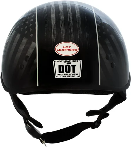 Vista 6 de Hot Leathers HLD1042 Casco de calavera con diseño de bala de guerrero negro brillante avanzado aprobado por DOT