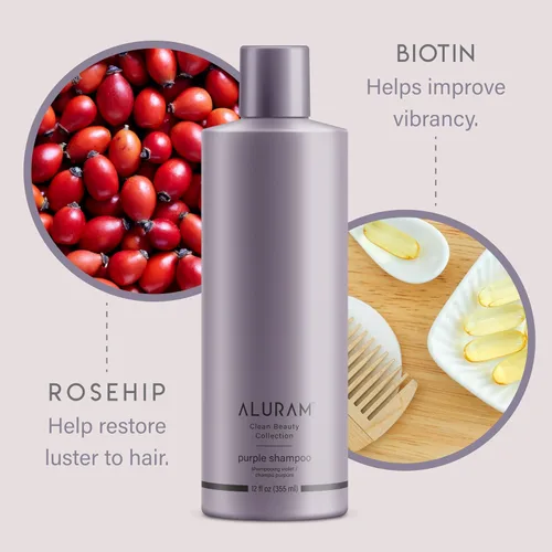 Vista 6 de ALURAM Champú morado de agua de coco para mujeres, aumenta el brillo, elimina el latón, para todo tipo de cabello
