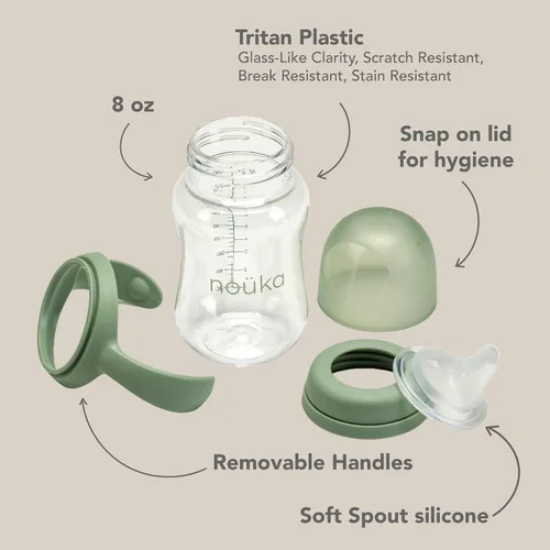 Vista 4 de Nouka Soft Spout Tritan - Vaso para sorber A prueba de fugas y fácil agarre Asas extraíbles Bloom