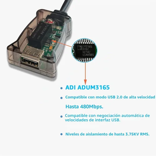 Vista 5 de DSD TECH SH-G01L USB Aislador Soporta USB 2.0 480Mbps Aislamiento de Alta Velocidad