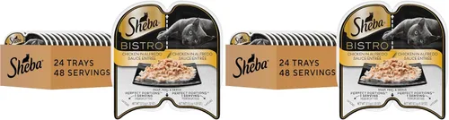 Vista 11 de Sheba Perfect Portions Bistro - Alimento húmedo para gatos adultos, pollo en salsa Alfredo, bandejas de 2.6 onzas (24 unidades, 48 porciones)