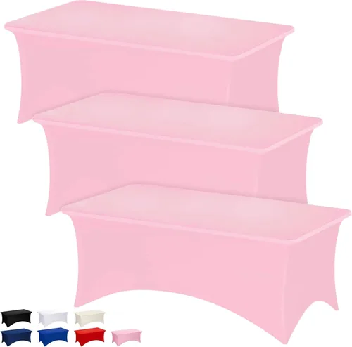 Vista 61 de Fixwal Paquete de 6 Manteles de Mesa Rectangulares, Cubierta de Mesa de 6 Pies, Mantel Blanco Rectangular Ajustado Elástico Rectangular, Cubierta