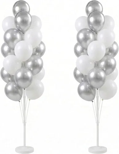 Vista 19 de Hiins Juego de 2 globos de confeti para árbol con base, decoración de poste para fiesta Bee Lemon,Wedding Baby Shower Party Decor,Includes a base