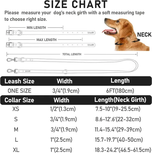 Vista 4 de ZALER Juego de collar y correa para perro, impermeable, ajustable, a prueba de olores, fácil de limpiar, correa de perro de 6 pies con 2 ganchos