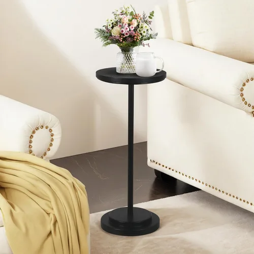 Vista 20 de COVLON Mesa de bebidas, mesa de Martini tallada, mesa auxiliar pequeña, mesa de pedestal con base pesada para sala de estar, dormitorio, espacio