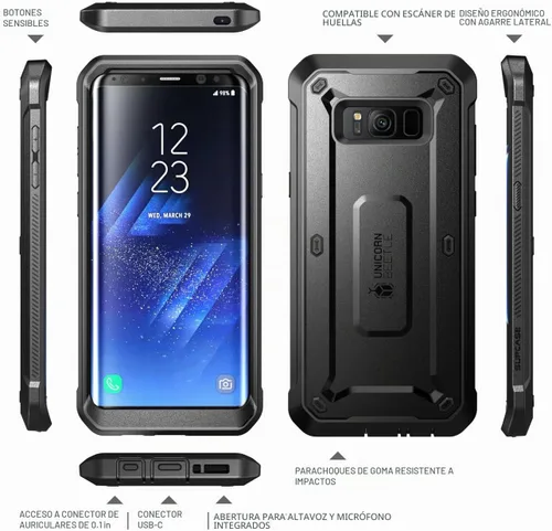 Vista 7 de SUPCASE Funda para Galaxy S8 Plus con protector de pantalla integrado