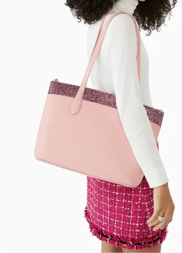 Vista 2 de Kate Spade Flash Glitter Tote Rosa, Rosado