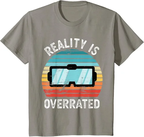 Vista 24 de Reality is Overrated VR - Camiseta divertida de regalo de realidad virtual, Negro, S