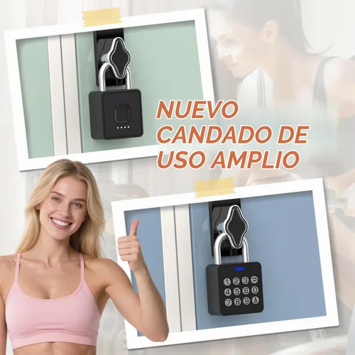 Vista 9 de Candado de huellas dactilares con código, cerradura de combinación para casillero con acceso a la aplicación Bluetooth, cerradura de puerta digital