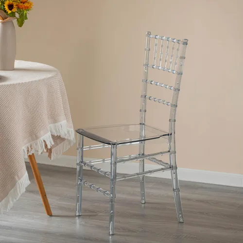 Vista 2 de Fabulaxe Silla de comedor moderna apilable Chiavari, Silla de fiesta transparente, Silla de acrílico de cristal para eventos y bodas, individual