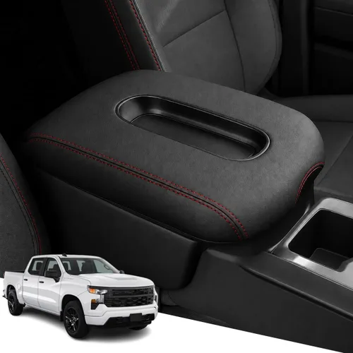 Vista 119 de Great-luck Funda de cuero para consola central, almohadilla para reposabrazos, accesorios de cubierta de caja (costuras rojas) para BMW X1 2023 2024