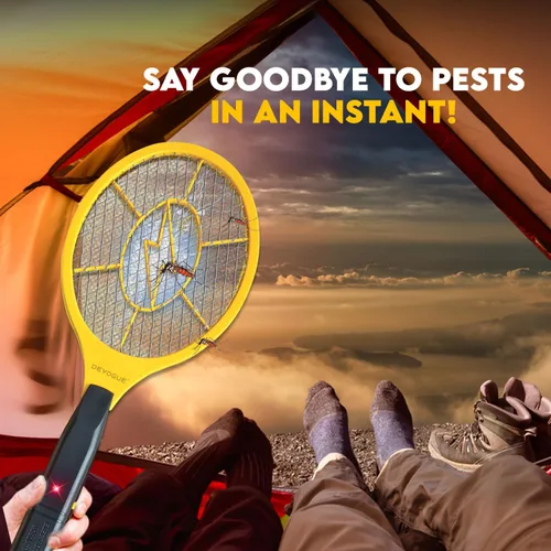 Vista 7 de DEVOGUE® Paquete de 2 Matamoscas Eléctrico Zapeador de Insectos Operado con Batería Matamoscas para Interiores y Exteriores Control de Plagas