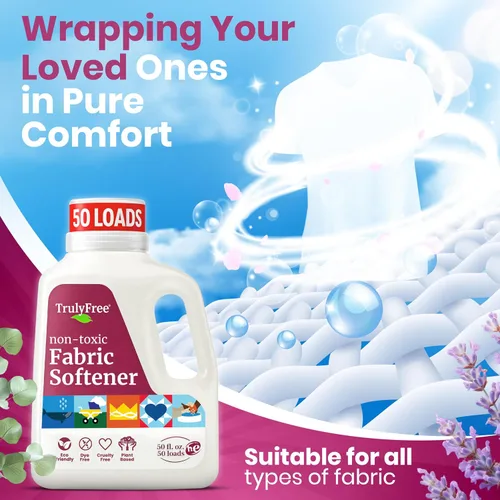Vista 7 de Truly Free Suavizante de telas natural, no tóxico para pieles sensibles de bebés y niños, acondicionador suavizante de ropa a base de plantas