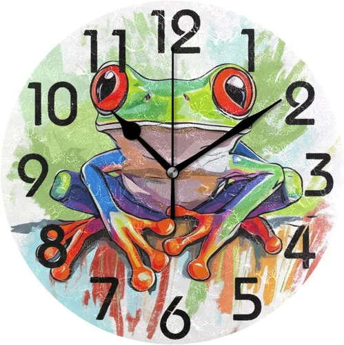 Vista 13 de Spring Hummingbird - Reloj de pared redondo con estampado de flores, 9.5 pulgadas, funciona con pilas, reloj de escritorio analógico silencioso