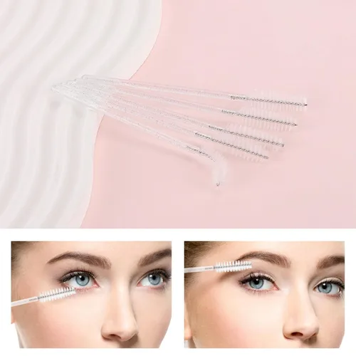 Vista 3 de Tbestmax 50 varitas de rímel desechables, brocha de cristal para extensiones de pestañas, pestañas de ojos y cepillo de maquillaje (blanco)