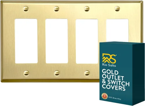 Vista 40 de Rio Salto BRASS Signature Collection MIDSIZE - Placa de pared de metal dorado para interruptor de luz o cubierta de tomacorriente, placa de pared