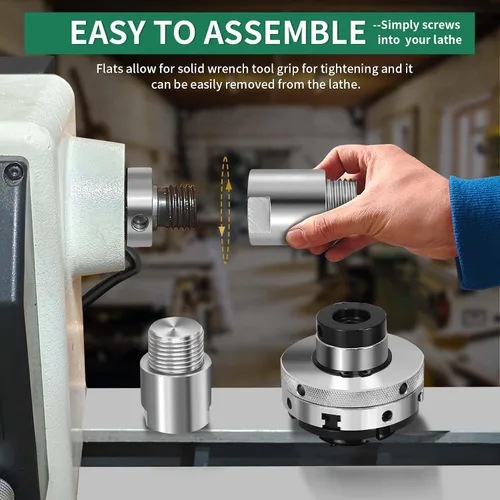 Vista 8 de Adaptador de Eje de Cabeza de Torno, Convierte de 1-1/4" x 8TPI a 1-1/2" x 8TPI para Torno de Carpintería